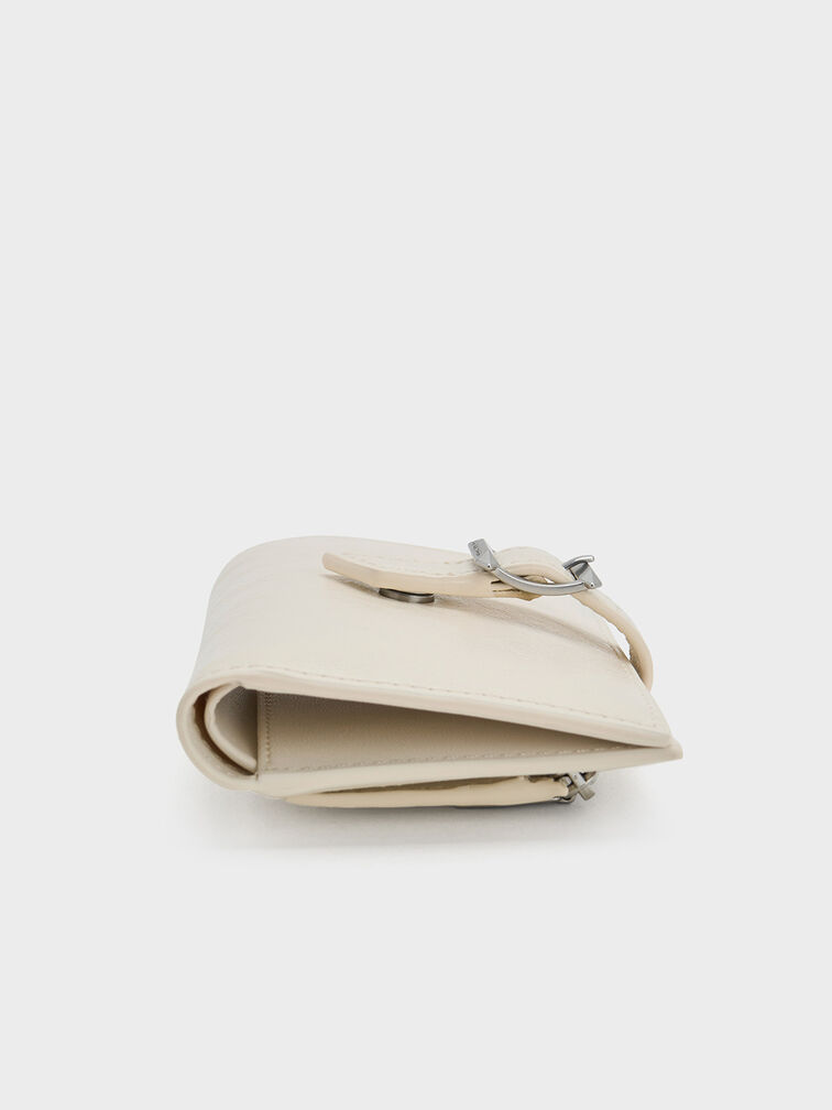 Cartera Bryna con detalles metálicos, Crema, hi-res