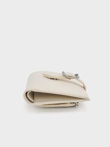 Cartera Bryna con detalles metálicos, Crema, hi-res