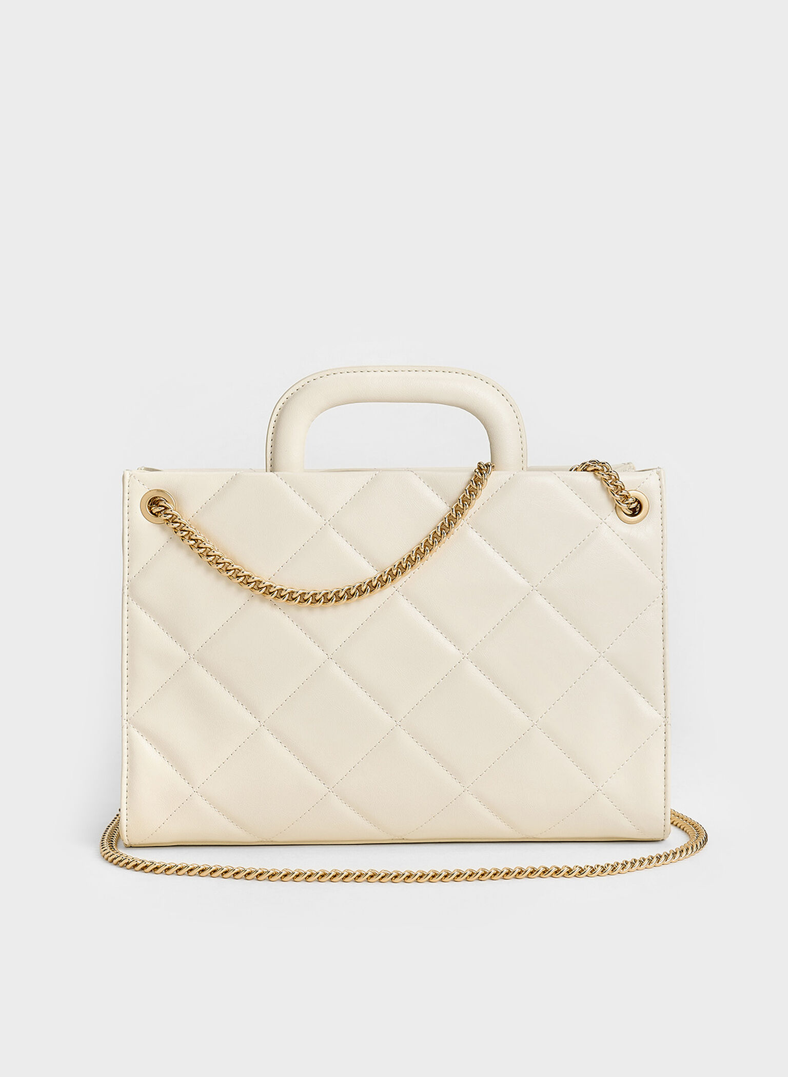Apfra Quilted Chain-Handle Bag, Cream, hi-res