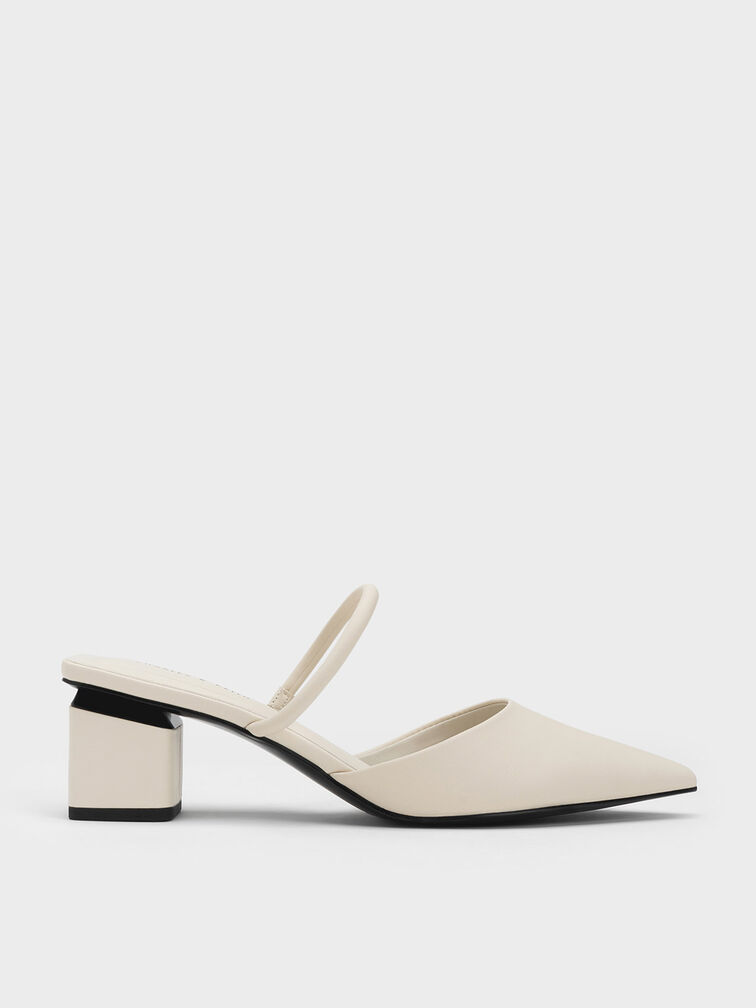 Charles & Keith Faux-Leather Pointed Strappy Block Heels