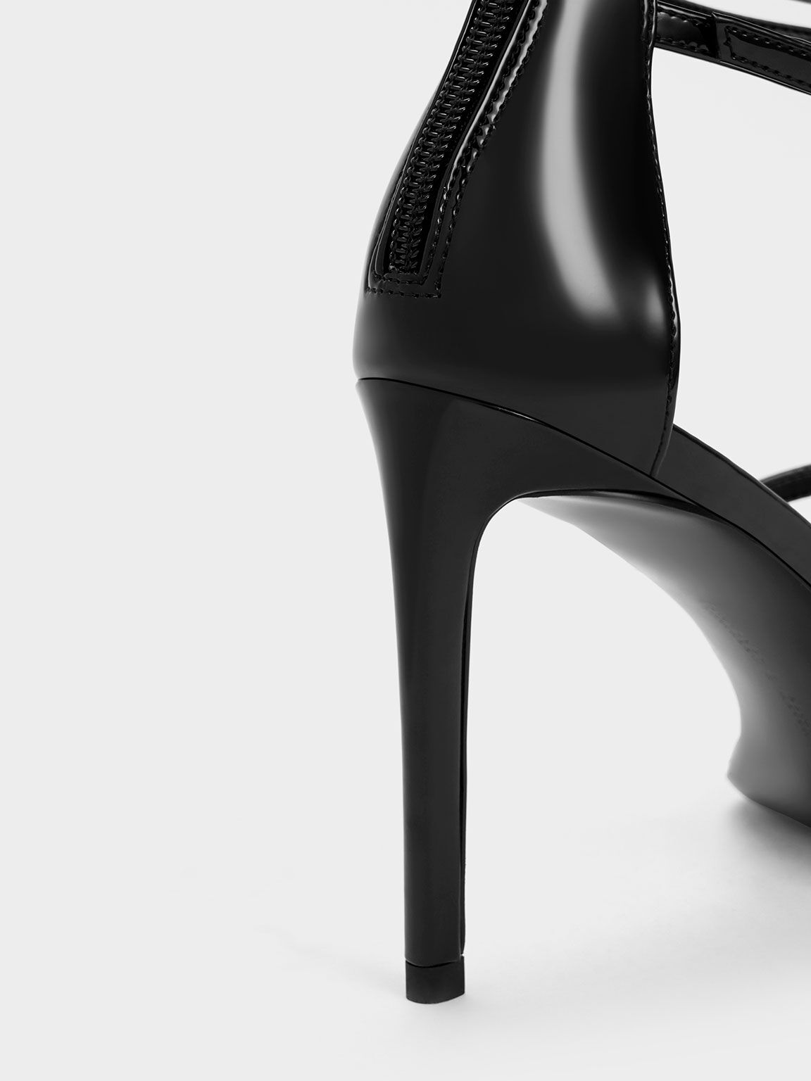 Patent Strappy Heeled Sandals, Black Patent, hi-res