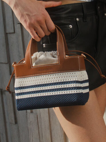 Mini sac fille Ida en maille ray&eacute;e, Multicolore, hi-res