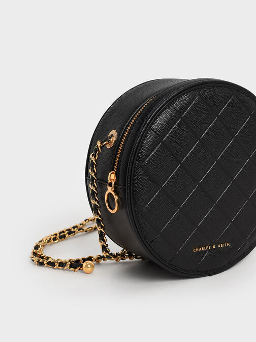 Kwan Quilted Circle Bag, Black, hi-res