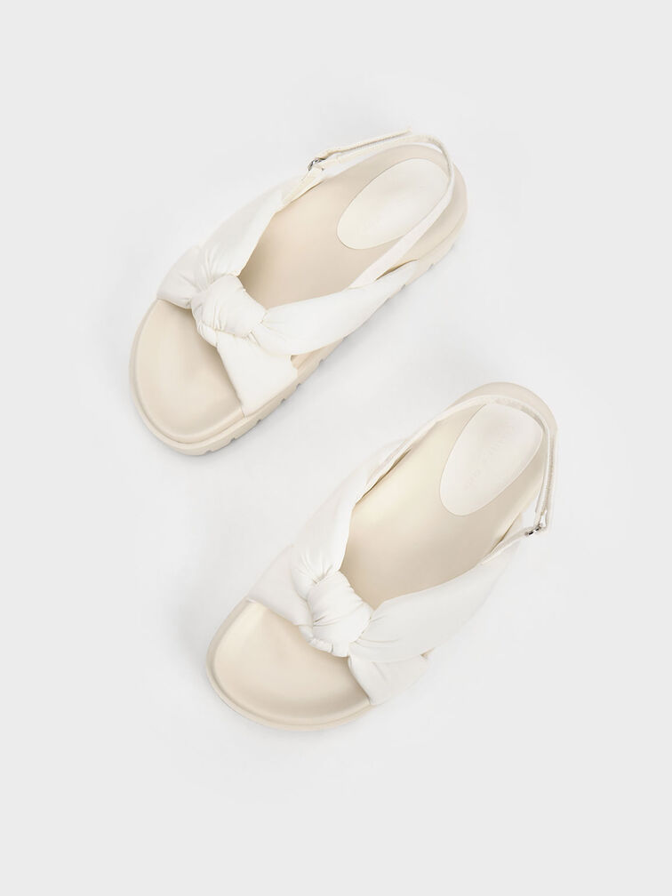 Nylon Knotted Flatform Sandals, White, hi-res