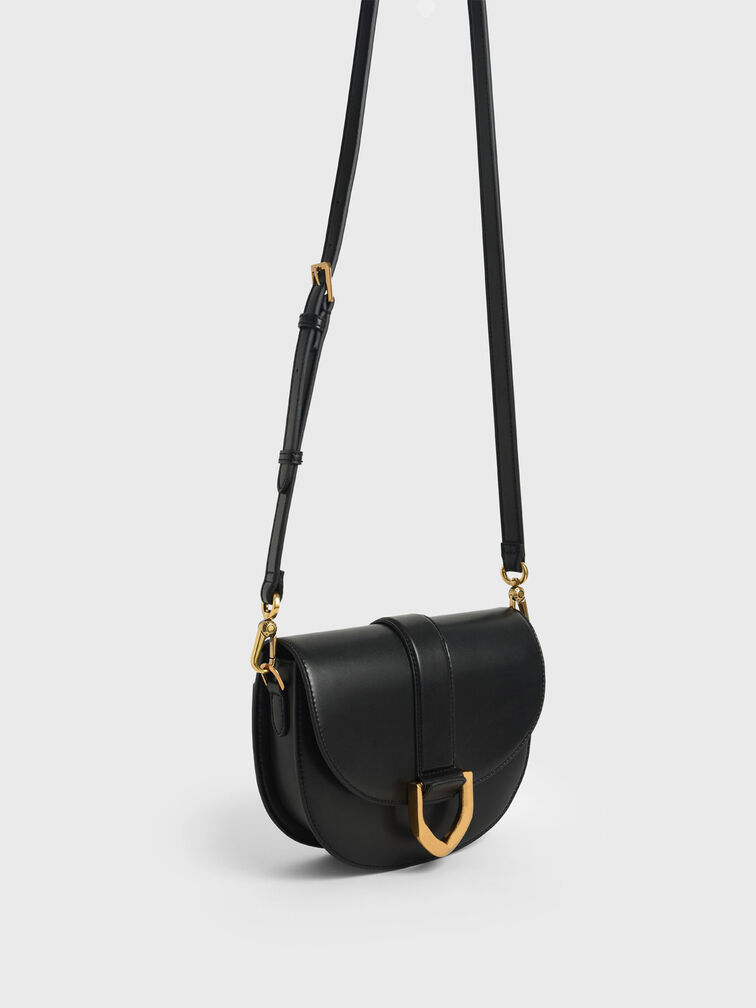 Black Gabine Saddle Bag - CHARLES & KEITH US