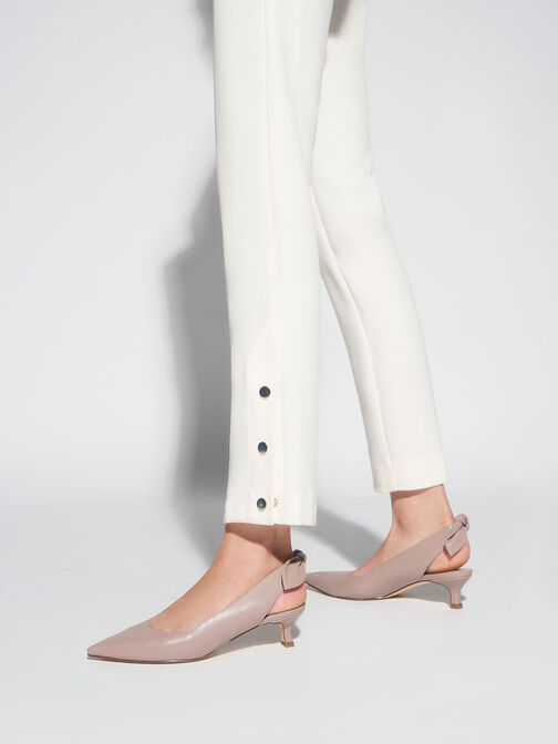 Bow Slingback Pumps, Pink, hi-res