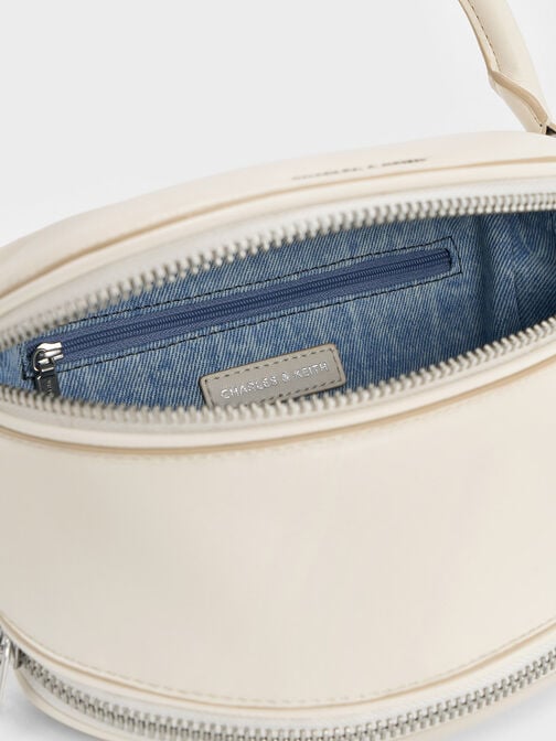 Saskia Zipped Crossbody Bag, Cream, hi-res