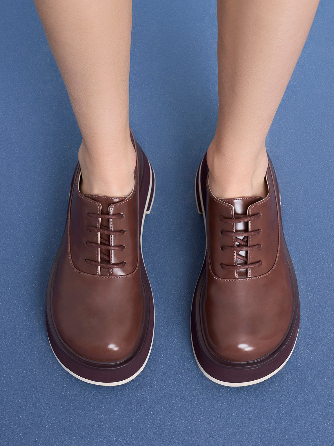 Striped Platform Oxfords, Maroon, hi-res