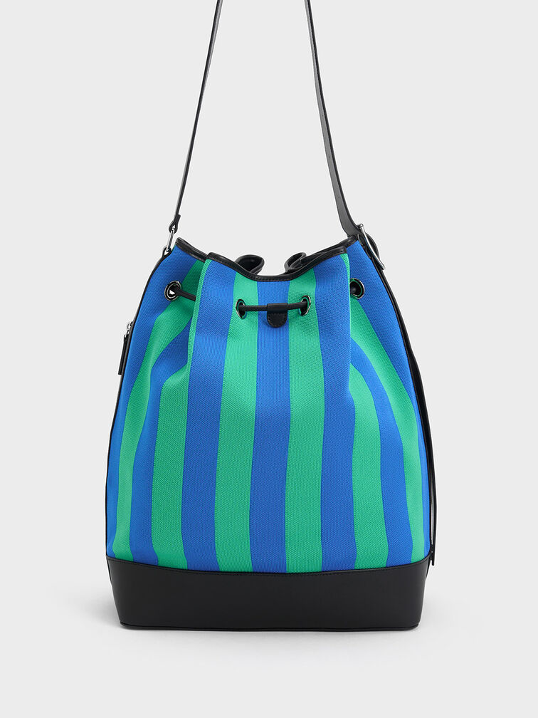 Large Striped Bucket Bag, Multi, hi-res