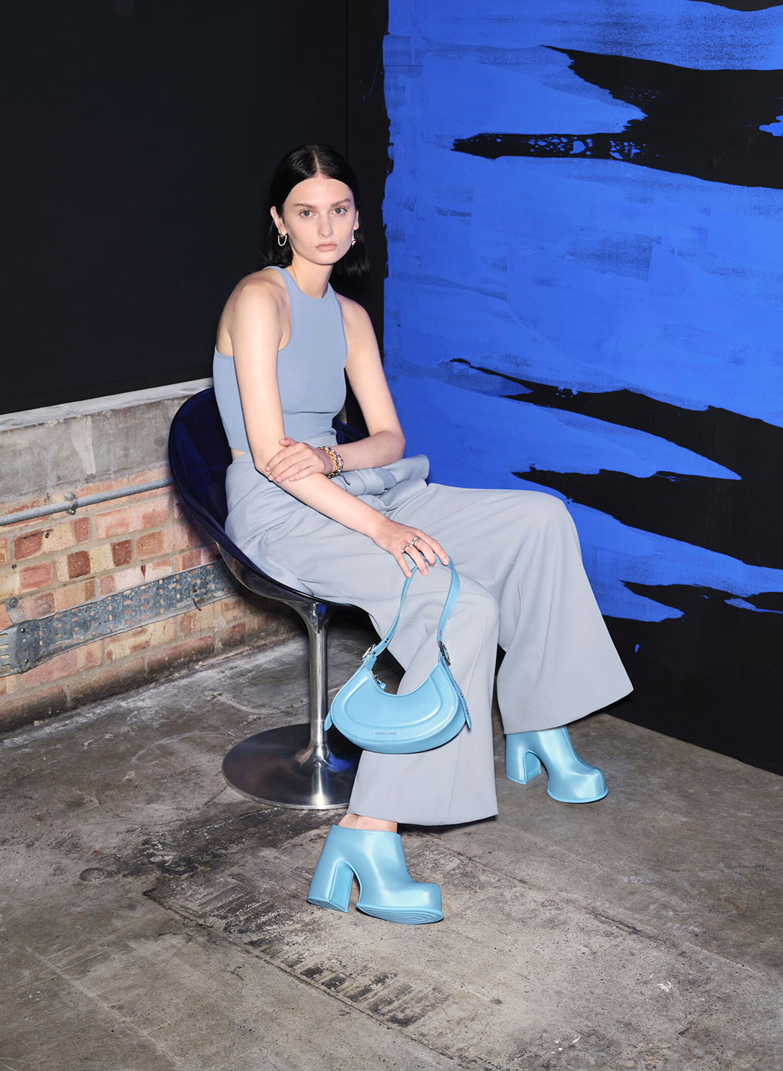 Pixie Platform Mules, Blue, hi-res