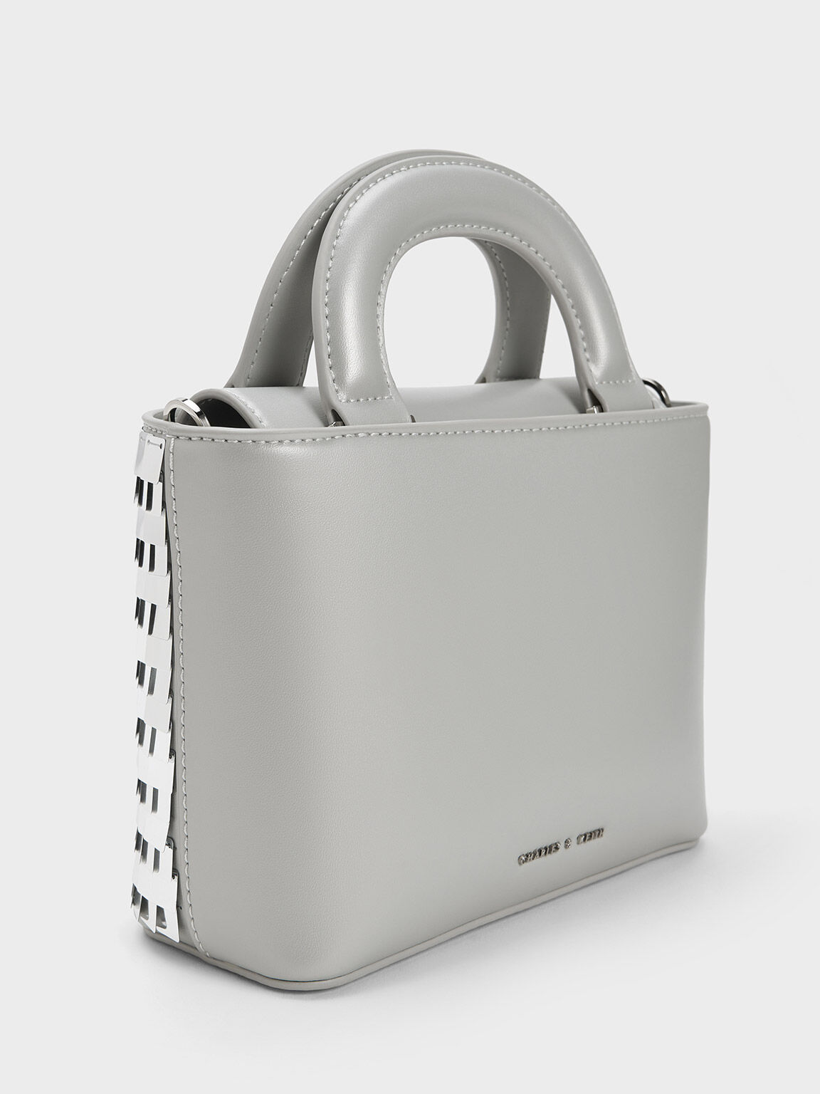 Sequinned Double Handle Tote Bag, Silver, hi-res