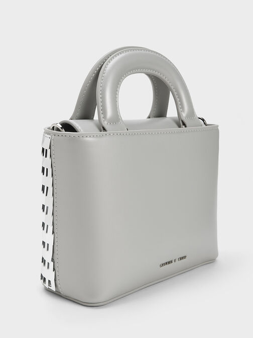 Sequinned Double Handle Tote Bag, Silver, hi-res
