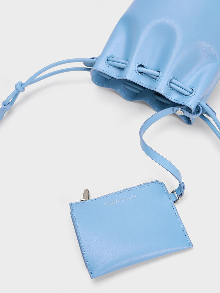 Blossom Drawstring Bucket Bag, Light Blue, hi-res