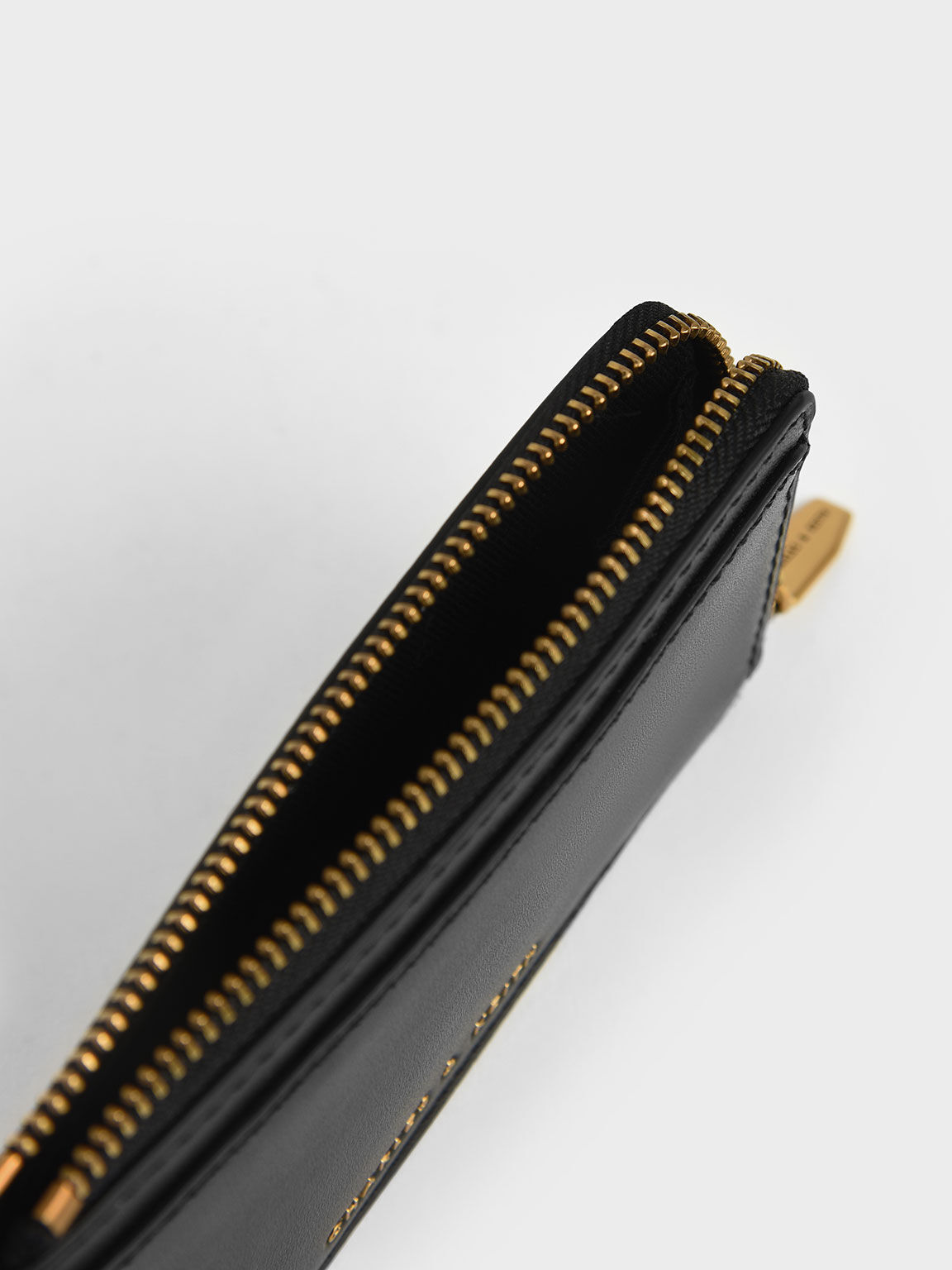Linear Zip-Around Wristlet Card Holder, Black, hi-res