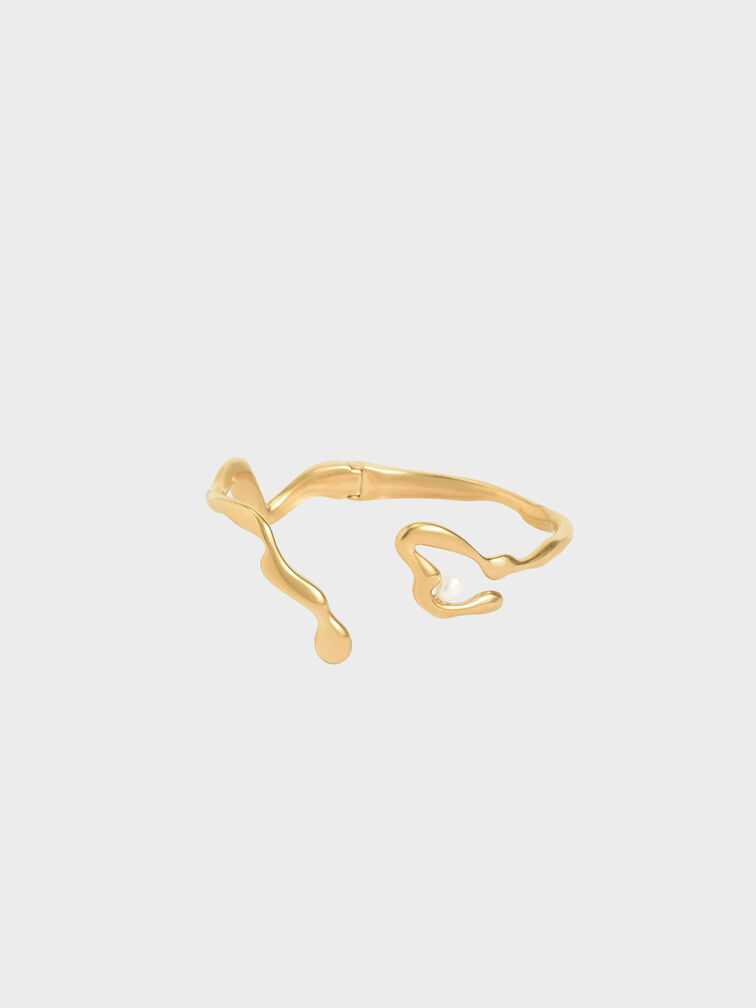 Sculpted Cuff Bracelet, Brush Gold, hi-res