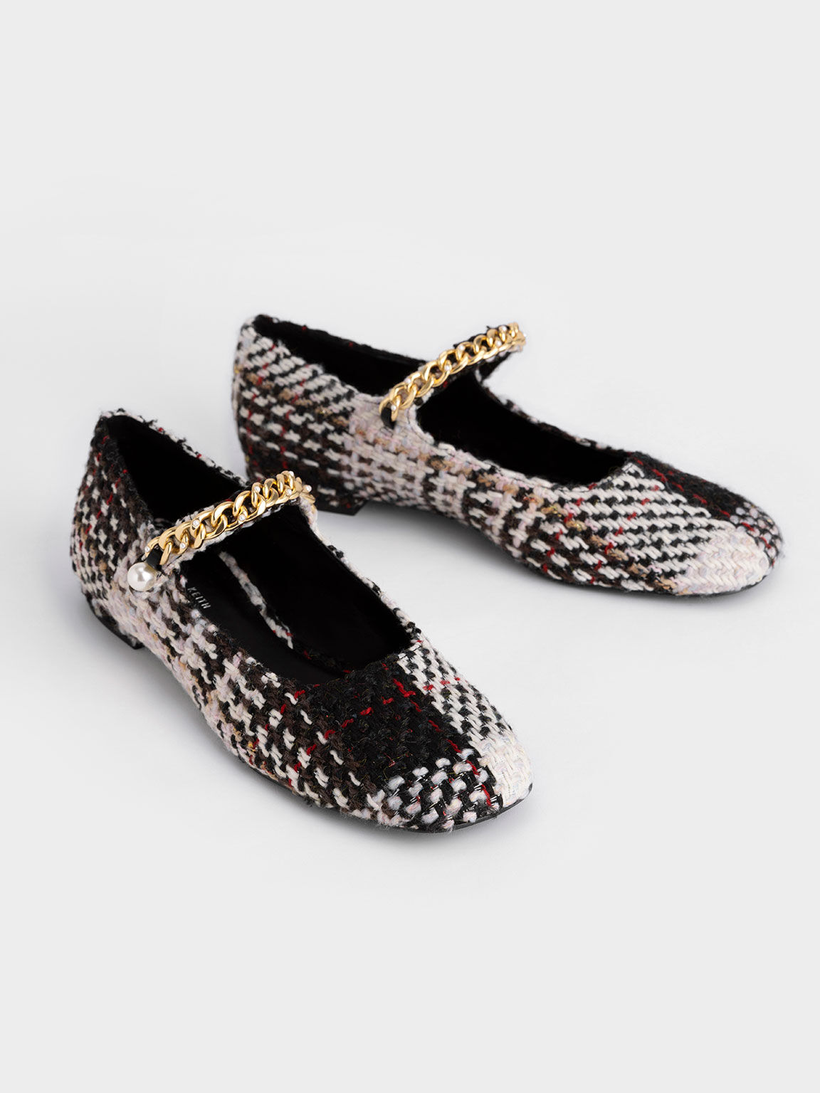 金屬鍊編織瑪莉珍鞋, 混色, hi-res