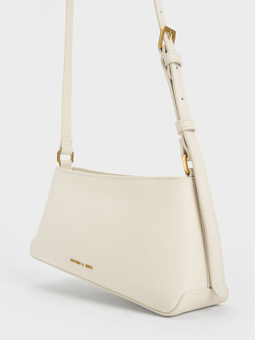 Gabine Leather Trapeze Shoulder Bag, Chalk, hi-res
