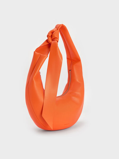 Bolso hobo curvo Toni con nudos, Naranja, hi-res