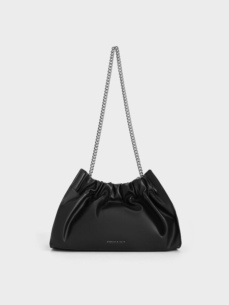 Cyrus Slouchy Chain-Handle Bag, Noir, hi-res