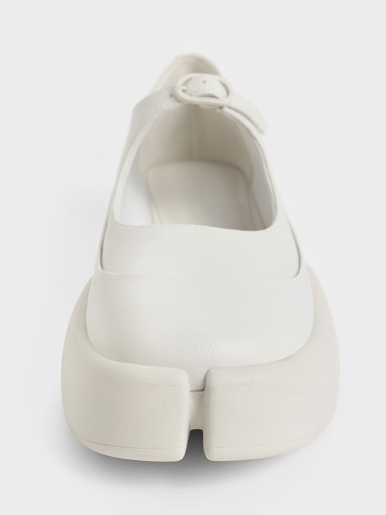 Jamie Sculptural Platform Mary Janes, White, hi-res