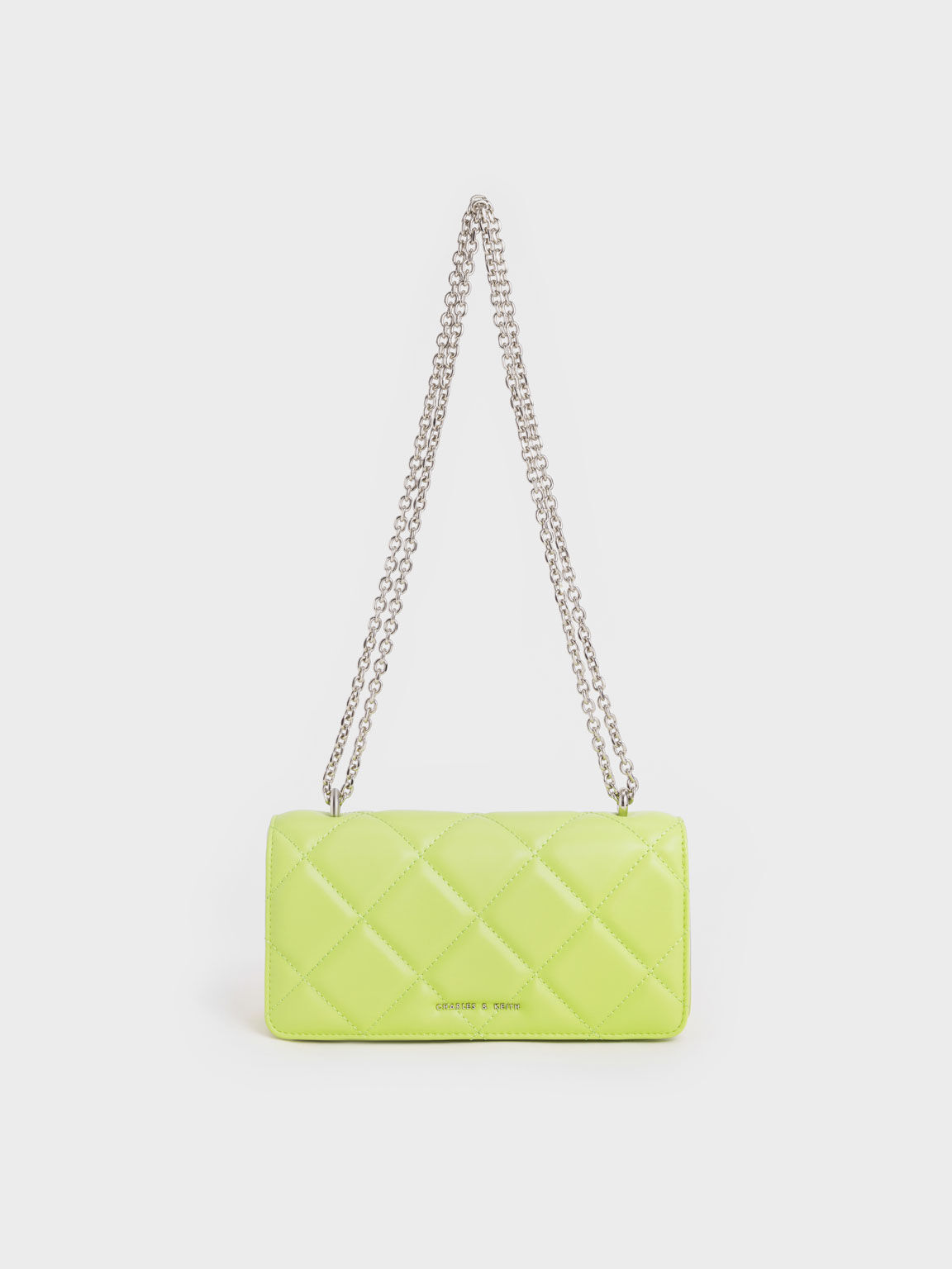 Paffuto Chain Handle Quilted Long Wallet, Lime, hi-res