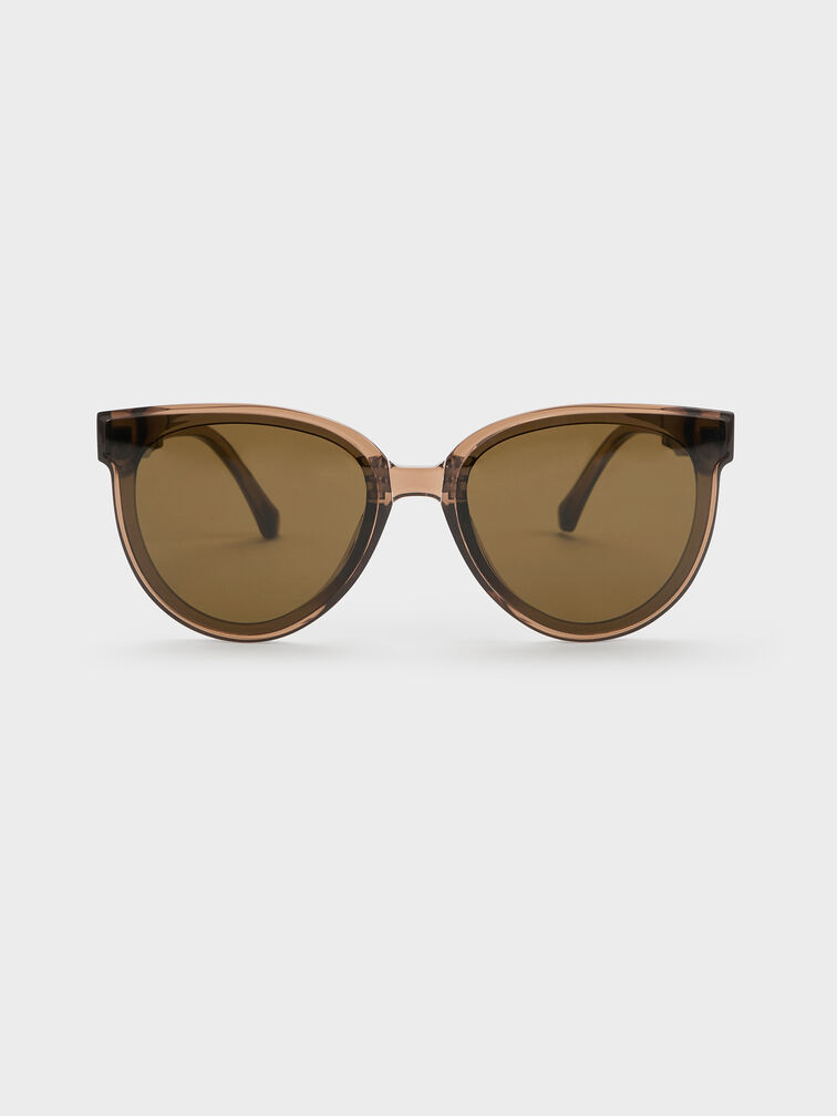 Brea Foldable Aviator Sunglasses, Chestnut Brown, hi-res