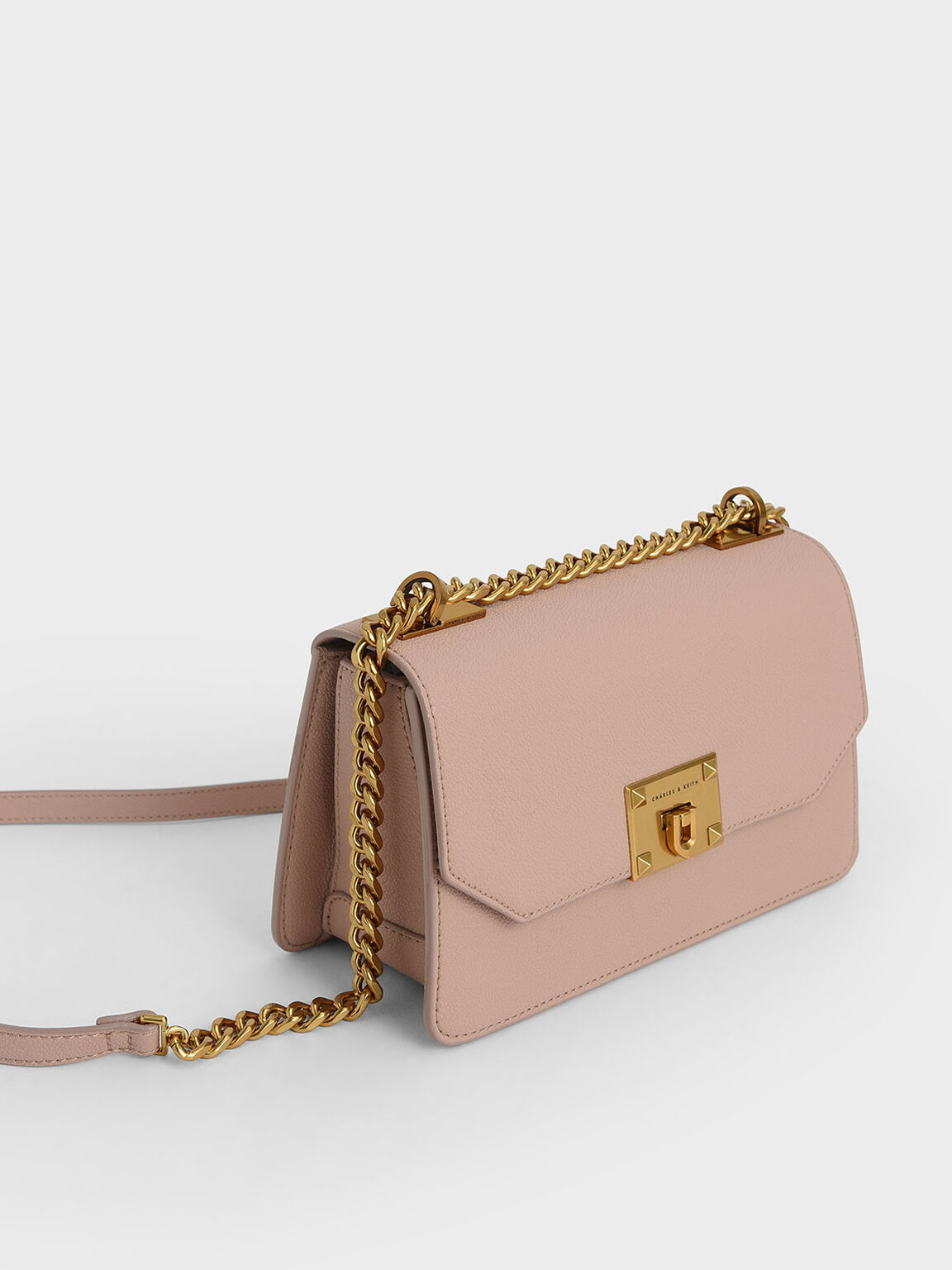Pink Metallic PushLock Crossbody Bag CHARLES & KEITH International