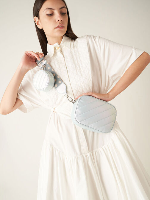 Chailly Panelled Crossbody Bag & Pouch, Peacock, hi-res