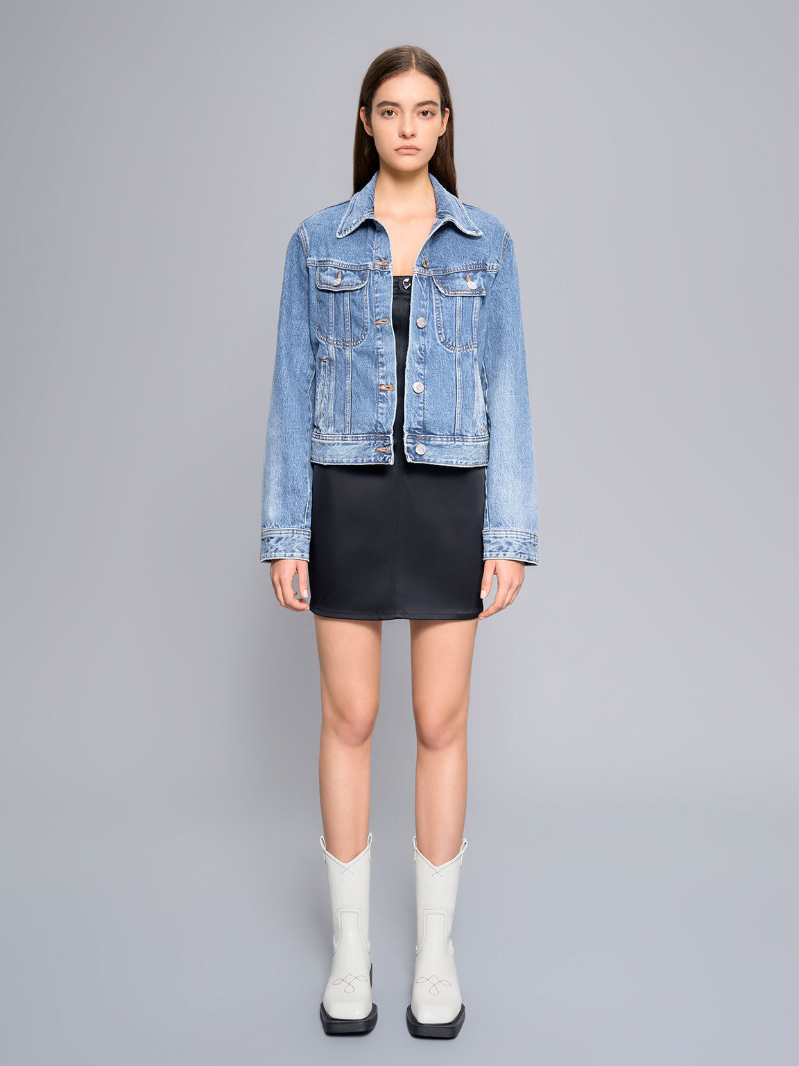 Stitch-Trim Cowboy Boots, White, hi-res