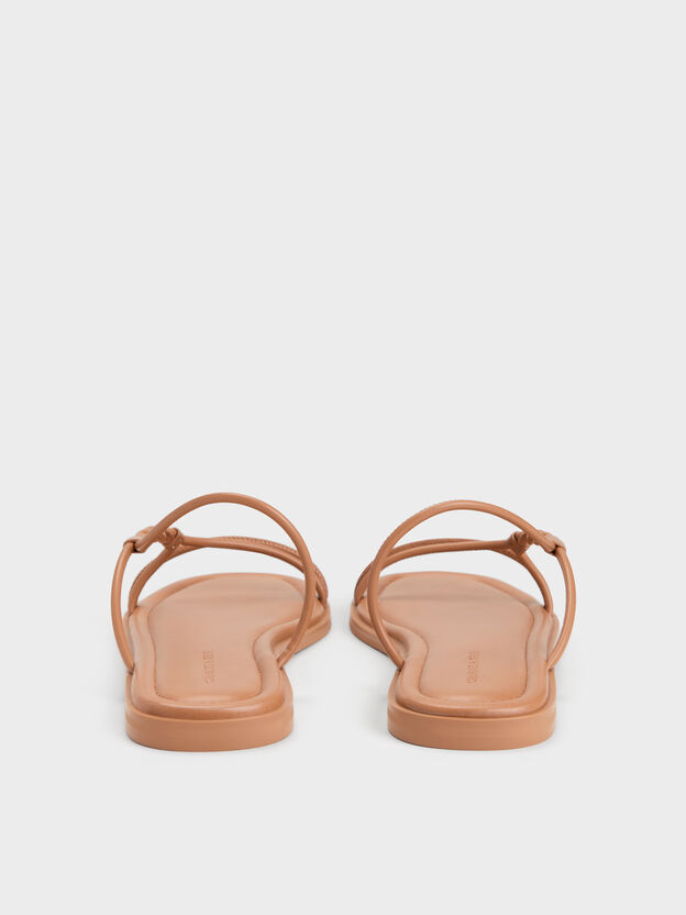 Fianna Twist-Strap Slide Sandals, Tan, hi-res