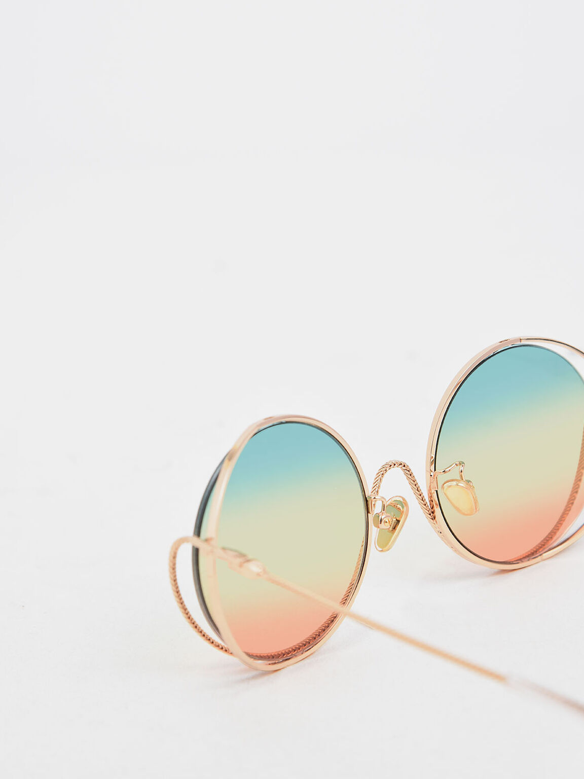 Double Rim Tinted Round Sunglasses, Multi, hi-res