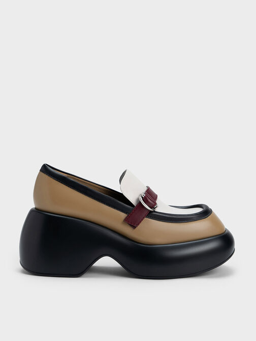 Buckled Platform Penny Loafers, Multi, hi-res