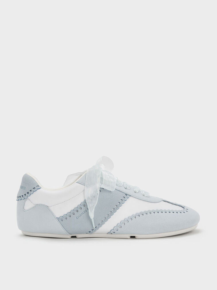 Baskets en dentelle transparente à motif cœur Cece, Bleu Clair, hi-res
