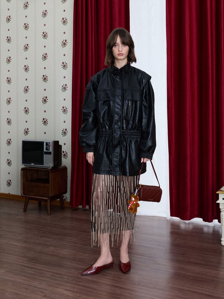 Janie Quilted Shoulder Bag, Burgundy, hi-res