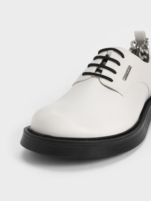 Chunky Chain Derby Shoes, White, hi-res