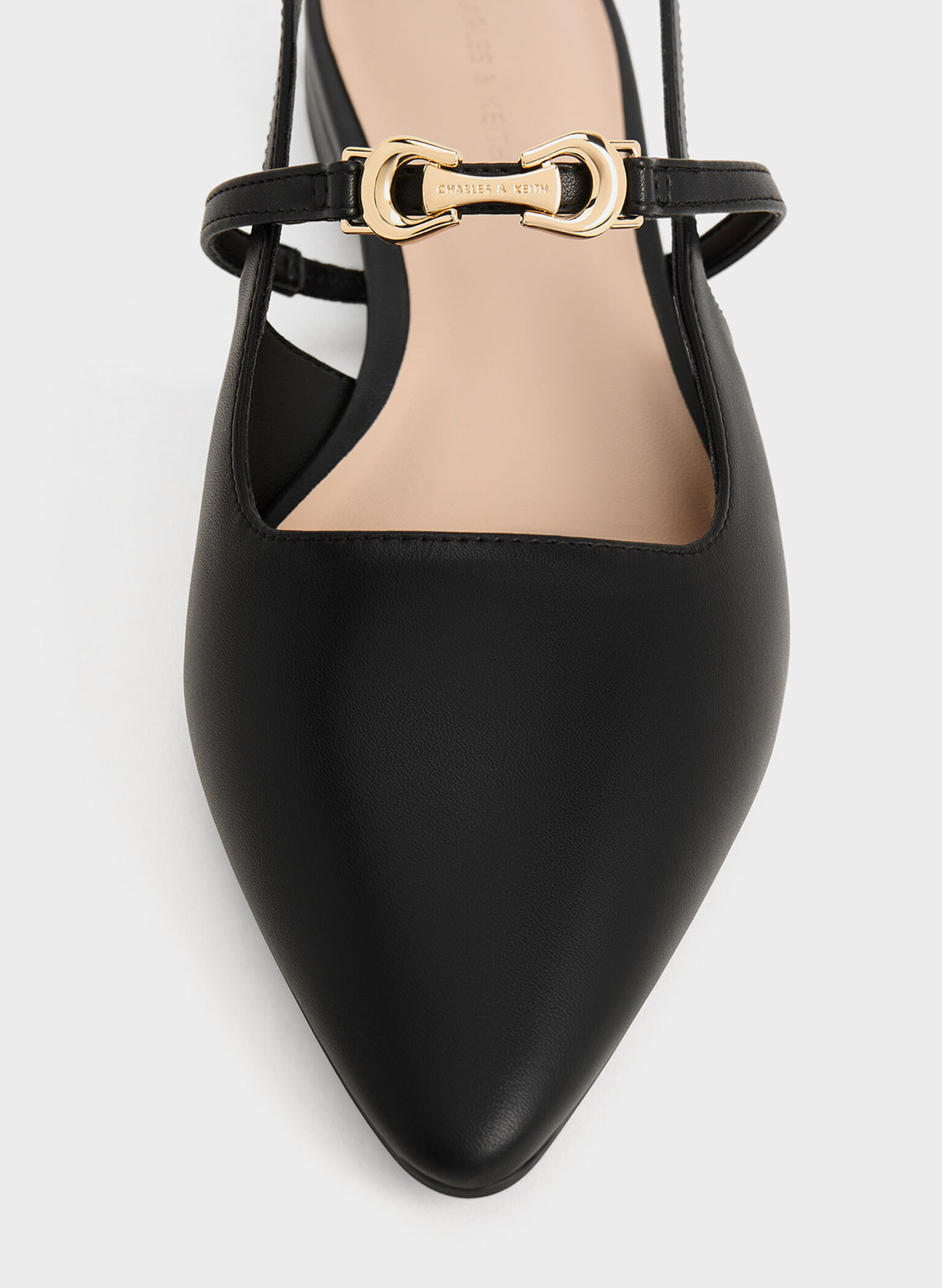 Trifina Metallic-Accent Pointed-Toe Slingback Flats, Black, hi-res