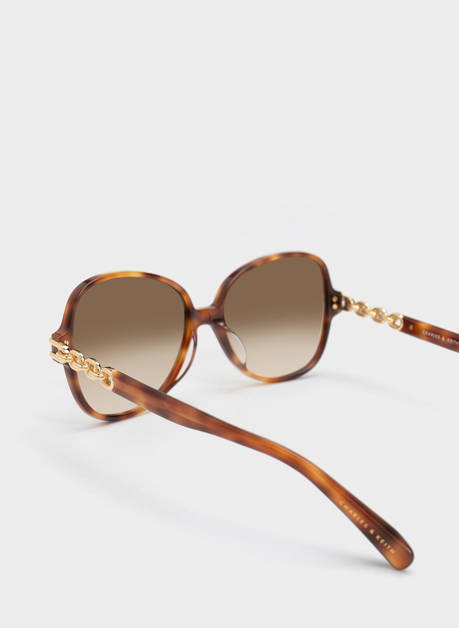 Chain-Link Oversized Butterfly Sunglasses, T. Shell, hi-res