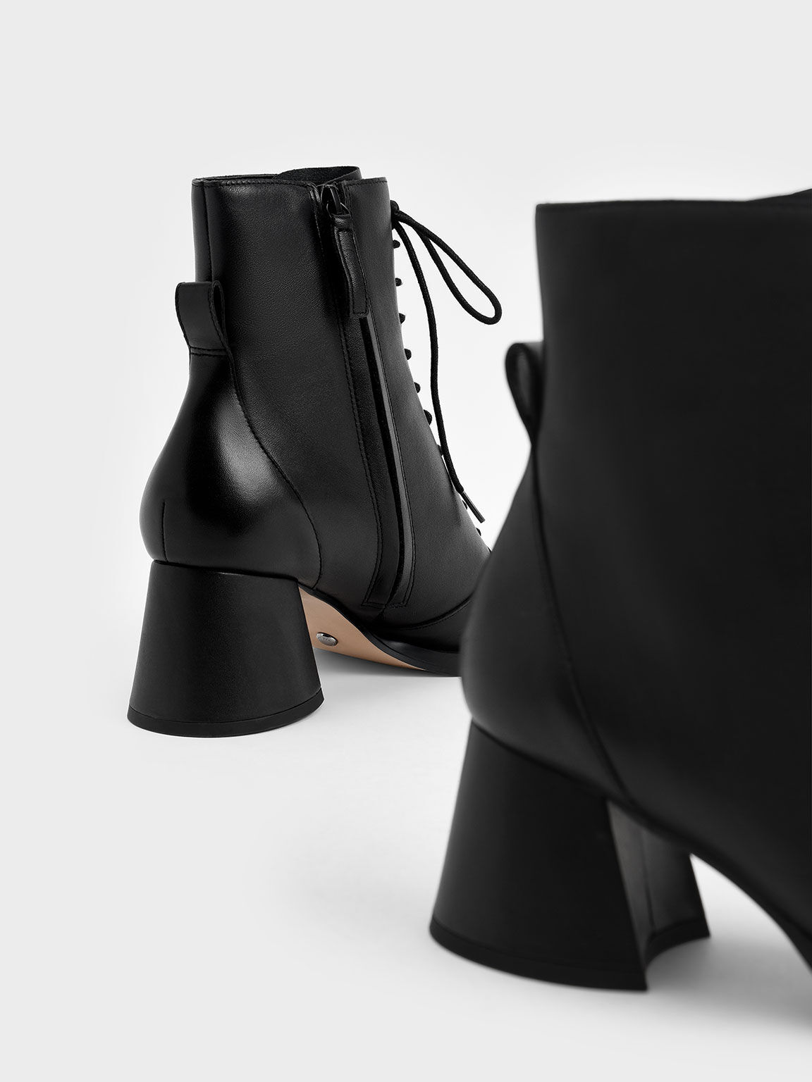 Leather Lace Up Ankle Boots Black