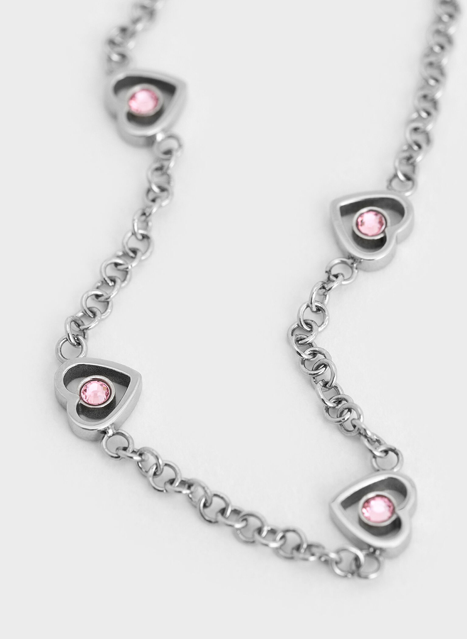 Malorie Crystal Heart Bracelet, Silver, hi-res