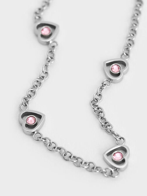 Malorie Crystal Heart Bracelet, Silver, hi-res