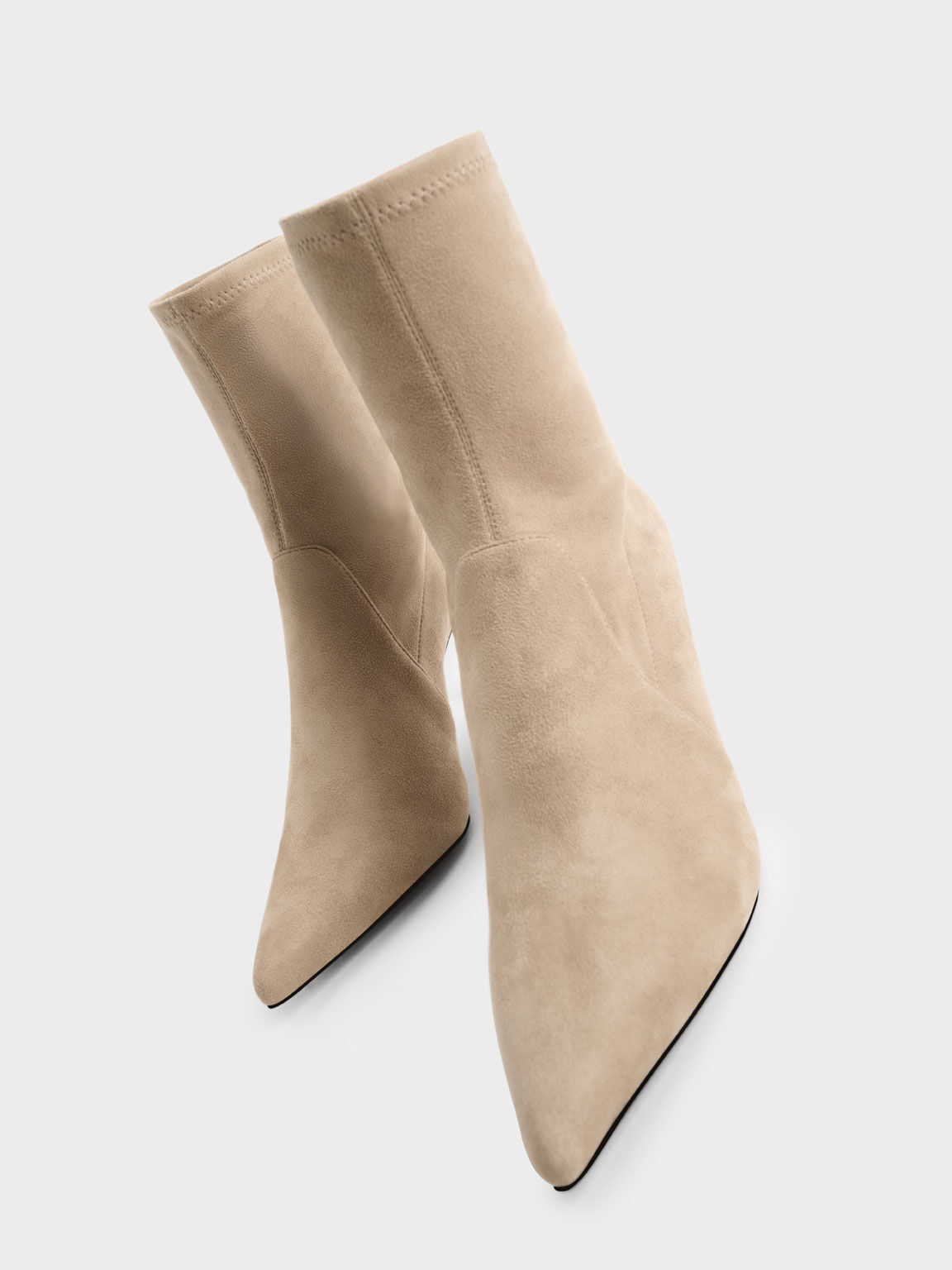 Textured Kitten Heel Ankle Boots, Beige, hi-res