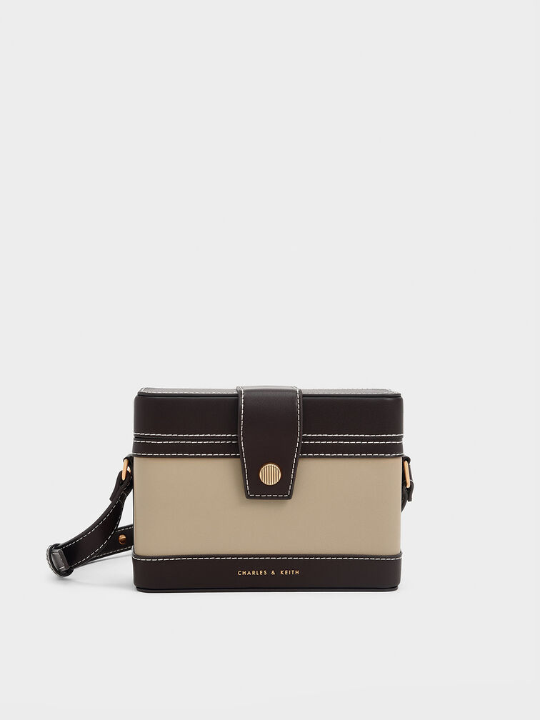Bronte Contrast-Trim Boxy Crossbody Bag, Sand, hi-res