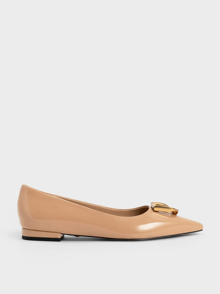 Gabine Patent Leather Ballerinas, Nude, hi-res