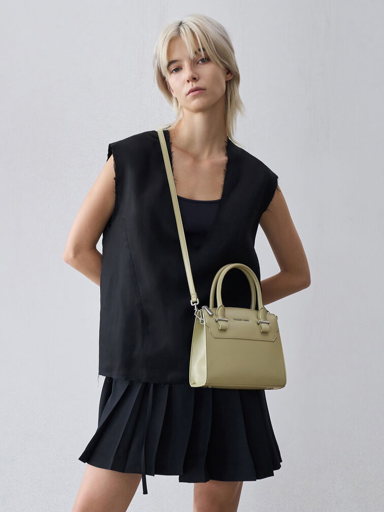 Temmie 拉鍊托特包, 灰綠色, hi-res