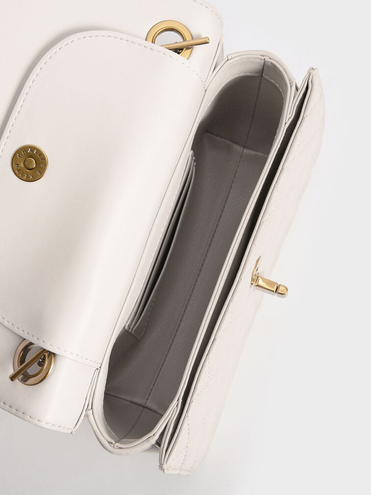 Quilted Chain Bag, Ivory, hi-res