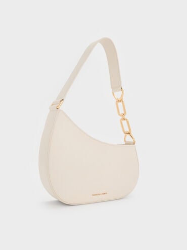 Agatha Chain-Accent Shoulder Bag, Cream, hi-res