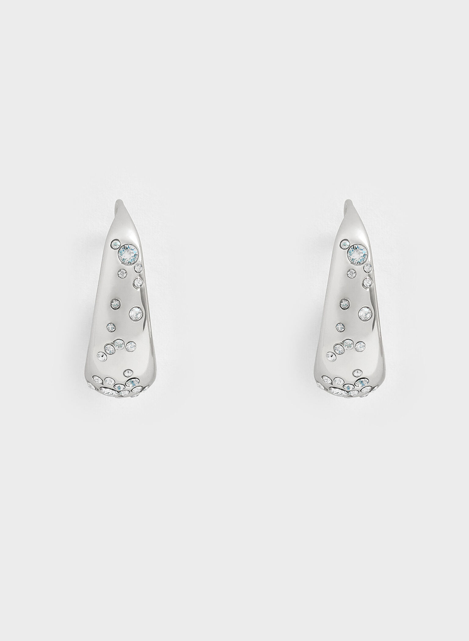 Pendientes de aro Reverie con l�grima de cristal, Plateado, hi-res