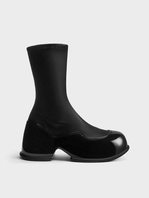 Pixie Patent Calf Boots, Black, hi-res