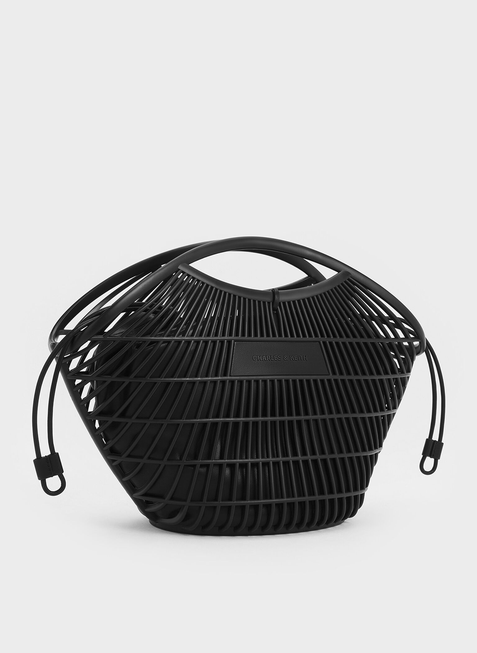 Calypso Fan Curved-Handle Bag, Jet Black, hi-res