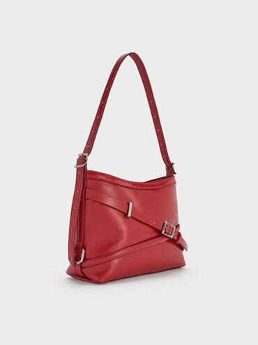 Bolsa transversal Bryna com alça de fivela, Vermelho Equestre, hi-res